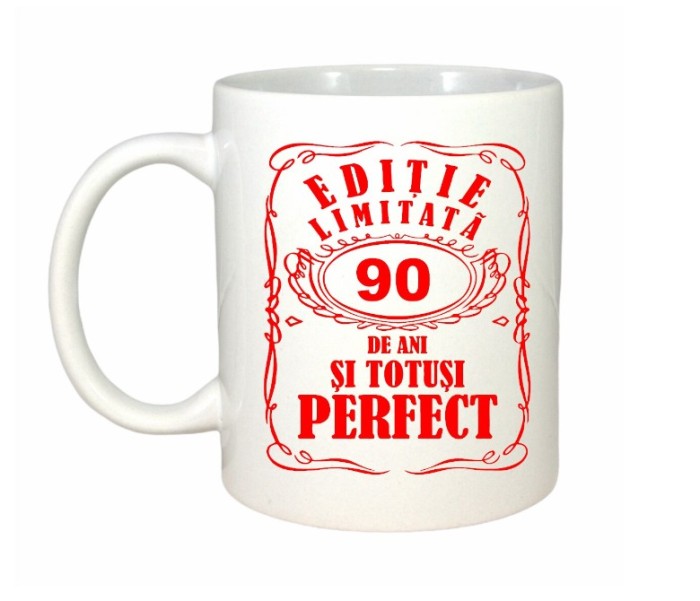 Cana alba personalizata, Editie Limitata 90 ani, INOVATIX&reg;. 330ml