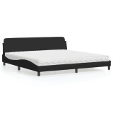 Cumpara ieftin Pat cu saltea, negru, 200x200 cm, textil