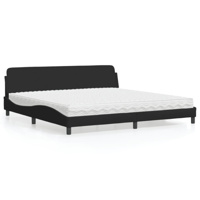 vidaXL Pat cu saltea, Dover, negru, 200x200 cm, textil 3208466
