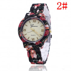 Ceas Casual Elegant Dama GENEVA Model Floral Superb 7 Nuante DESIGN FLORAL foto