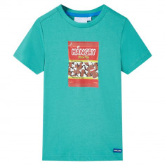 Tricou pentru copii cu mâneci scurte, verde mentă închis, 116