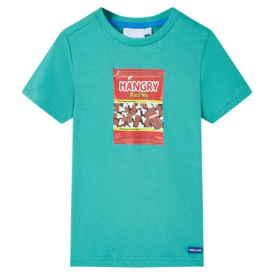Tricou pentru copii cu maneci scurte, verde menta &amp;icirc;nchis, 116 GartenMobel Dekor foto