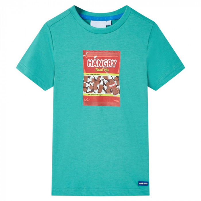 Tricou pentru copii cu maneci scurte, verde menta &icirc;nchis, 116 GartenMobel Dekor