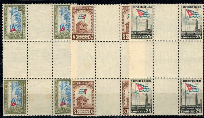 Cuba 1951 - Steagul Cubei, Posta Aeriana, bloc de 4 neuzat