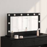 vidaXL Oglingă vanity cu lumini LED Stejar Negru 80x45x18 cm