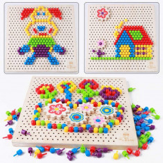 Joc educativ si creativ, Onore, multicolor, lemn, 30 x 30 cm, mozaic pixel