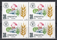 Spania 1981 - Ziua Mondială a Alimentației, Bloc de 4, MNH