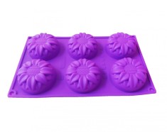 Forma silicon pentru prajituri, 6 cavitati, Floral, 150COF