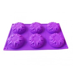 Forma silicon pentru prajituri, 6 cavitati, Floral, 150COF