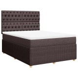 Cumpara ieftin Pat box spring cu saltea, maro inchis, 140x200 cm, textil