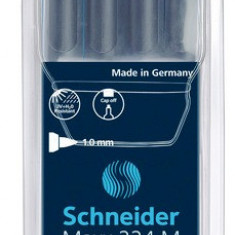 Universal Permanent Marker Schneider Maxx 224 M, Varf 1mm, 4 Culori/set - (n, R, A, V)