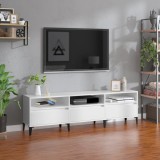 Cumpara ieftin Comodă TV, alb extralucios, 150x30x44,5 cm, lemn prelucrat