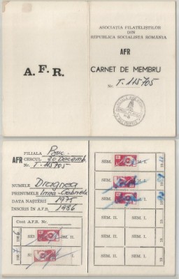 Romania, Carnet de membru A.F.R., Bucuresti, 1986 foto