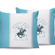 Set 2 fete de perna, 60x60 cm, 100% bumbac ranforce, Beverly Hills Polo Club, BHPC 032, turcoaz