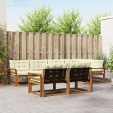 vidaXL Set de canapele de exterior cu pernă 7 pcs Natural și Crem 3369553