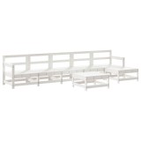 Cumpara ieftin Set mobilier de gradina, 7 piese, alb, lemn masiv de pin