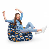 Fotoliu Puf Bean Bag tip Para XL Pisici Fundal Albastru, Updeco