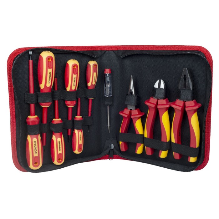 Hyundai HY-59415 - Set 10 scule de mana izolate VDE 1000V, complet și sigur pentru electricieni