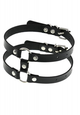 Choker negru din piele ecologica, unisex, tip punk/gothic/rock foto