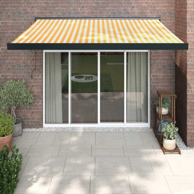 vidaXL Copertină retractabilă, galben/alb, 3,5x2,5 m, textil/aluminiu foto