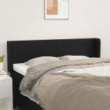 VidaXL Tăblie de pat cu aripioare negru 147x16x78/88cm piele ecologică