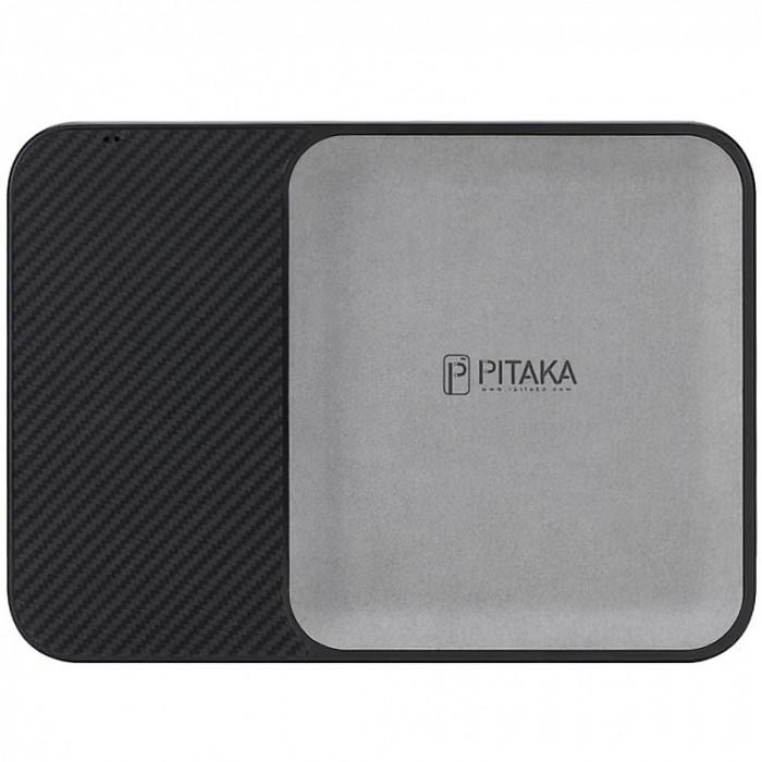 Incarcator Retea Wireless Pitaka Air Tray Obsidian Black, Fast Wireless (10W / 7.5W), Fibra Aramida, Cu Organizator, Negru ATR1003