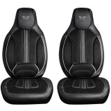 Cumpara ieftin Set 2 Huse Scaune Fata Auto, Ergonomice, Panda, compatibile cu tetiere incorporate- monobloc, tip alcantara si piele ecologica, negru cu cusatura gri