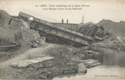 *Franta, poduri (2), Lens, c.p.i., circulata, 1919 foto