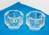 Suporturi cristal pentru lum&acirc;nare sau pastile, suflate &icirc;n mulaj - Kuusi - design Jorma Vennola, Iittala Finland