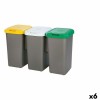 Set 6 Cosuri Gunoi Reciclare Tontarelli, 3x25L, Plastic Gri, Interior/Exterior