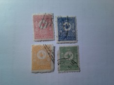 Serie mica Turcia 1901 - Embleme , 4 valori stampilate ( valoarea 10 para cu defect)