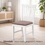 Scaun de living si bucatarie din lemn masiv Glendale, tapiterie stofa,100 kg, 93x49x41.5 cm, alb maro