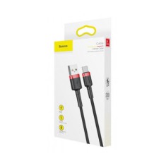 CABLU alimentare si date Baseus Cafule, Fast Charging Data Cable pt. smartphone, USB la USB Type-C, 100W, braided, 2m, rosu + negru &quot;CATKLF-C91&quot; (timb