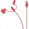 Cablu alimentare si sincronizare rosu USB 2.0 - micro USB +adaptor lightning +Apple Dock 30pini 1m cupru Valueline