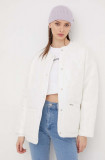 Tommy Jeans geacă femei, culoarea alb, de tranziție, oversize DW0DW17235