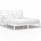 Cadru de pat Super King 6FT, alb, 180x200 cm, lemn masiv