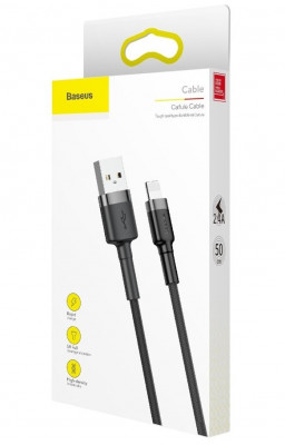 Cablu Usb Lightning Iphone 50CM Baseus 2.4A USB / Lightning QC3.0 2.4A 0.5M Negru-Gri CALKLF-AG1 foto