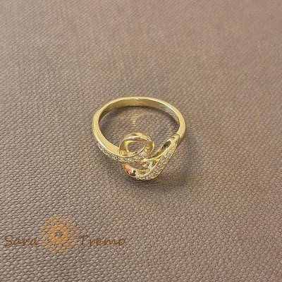 Inel tip sarpe cu cristale zirconia albe - placat 14k foto