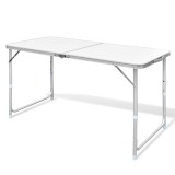 Masa camping din aluminiu reglabila 120 x 60 cm GartenMobel Dekor, vidaXL