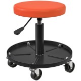 HOMCOM Scaun de atelier cu roți, scaun de mecanic, reglabil 38-50 cm, tavă pentru unelte, 135 kg, portocaliu | Aosom Romania