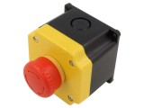 Casetă comandă 22mm IDEC YB1W-YW1B-V4E01R-Y0, 1 buton, cap ciupercă, IP65