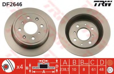 Disc frana HONDA CIVIC VI Limuzina (EJ, EK) (1995 - 2001) TRW DF2646 foto