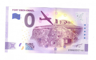 Bancnota souvenir Belgia 0 euro Fort Eben-Emael 2021-1, UNC foto