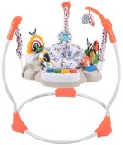 Saritor pentru copii cu centru de activitati WePro Store, 3 trepte de inaltime, Sunete, Lumini, Accesorii atractive, Portocaliu, 6 luni +