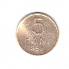 Moneda 5 bani 1957, deformata, curata