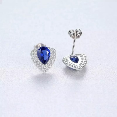 Cercei din argint 925 Safir Albastru- ARG97E foto
