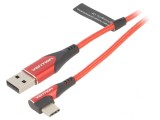 Cablu USB 2.0 USB-A la USB-C unghi 1,5m roșu 3A, Vention