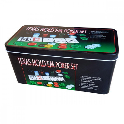 Set Poker Texas Hold&amp;rsquo;e 200, jetoane si carti, cutie metalica, accesorii foto