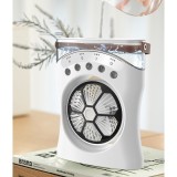 Ventilator de racire, portabil, 3 viteze, umidificare prin ceata, unghi reglabil, lumina de noapte, USB, 550mL, alb
