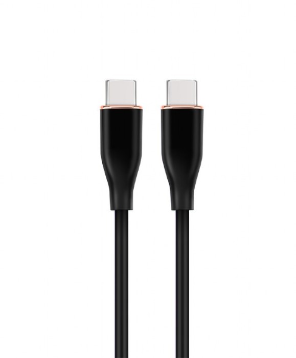 CABLU alimentare si date GEMBIRD, pt. smartphone, USB 2.0 Type-C (T) la USB 2.0 Type-C (T), 60W, 1.5m, protectie silicon, negru, &quot;CC-USB2S-CMCM-1.5M-B